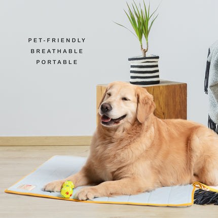 Pet Dog Cooling Mat Non-Slip Travel Roll Up Cool Pad Bed Outdoor M BLUE.