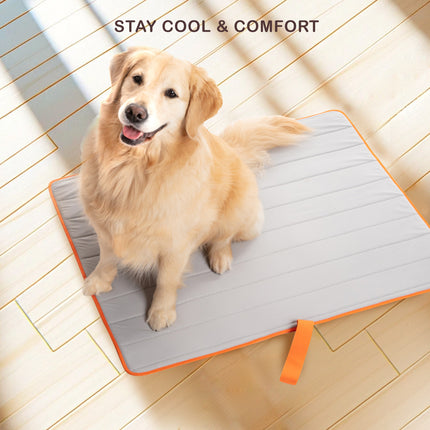 Pet Dog Cooling Mat Non-Slip Travel Roll Up Cool Pad Bed Outdoor M BLUE.