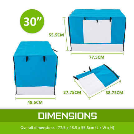 Cage Cover Enclosure for Wire Dog Cage Crate 30in BLUE.