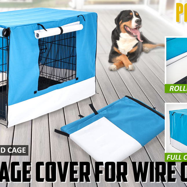 Cage Cover Enclosure for Wire Dog Cage Crate 36in BLUE.