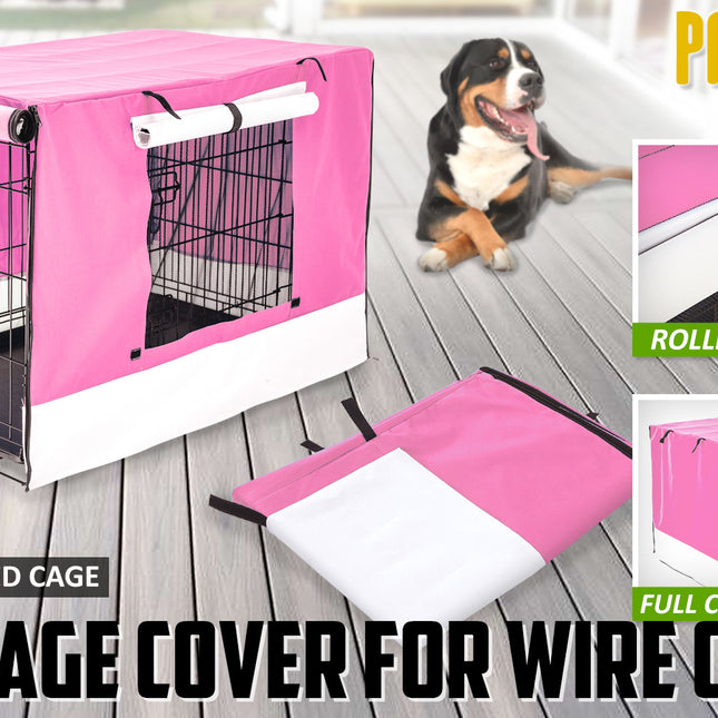 Cage Cover Enclosure for Wire Dog Cage Crate 36in PINK.