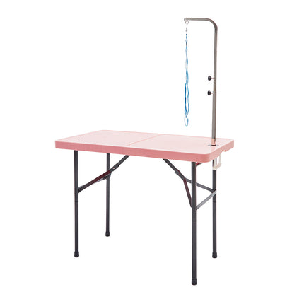 Paw Mate Pet Grooming Salon Table 97cm Adjustable Foldable Mobile Dog Cat for Commercial PINK.
