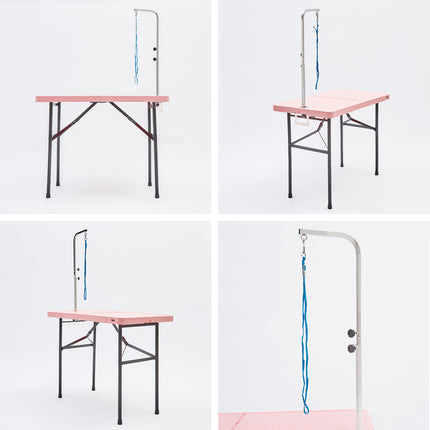 Paw Mate Pet Grooming Salon Table 97cm Adjustable Foldable Mobile Dog Cat for Commercial PINK.