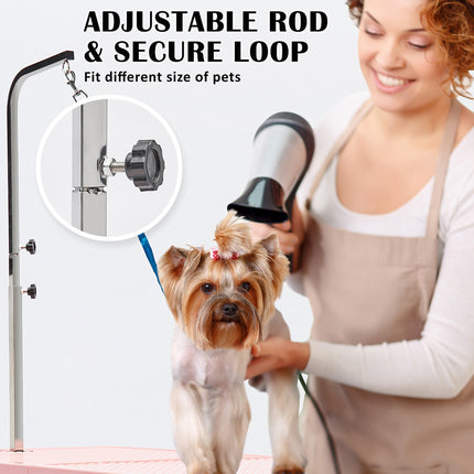 Paw Mate Pet Grooming Salon Table 97cm Adjustable Foldable Mobile Dog Cat for Commercial PINK.