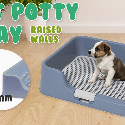 Dog Pet Potty Tray Training Toilet Raised Walls T1 BLUE.