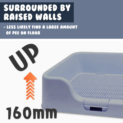 Dog Pet Potty Tray Training Toilet Raised Walls T1 BLUE.