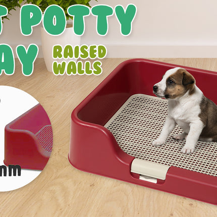 Dog Pet Potty Tray Training Toilet Raised Walls T1 WINE.