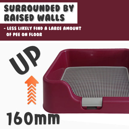 Dog Pet Potty Tray Training Toilet Raised Walls T1 WINE.
