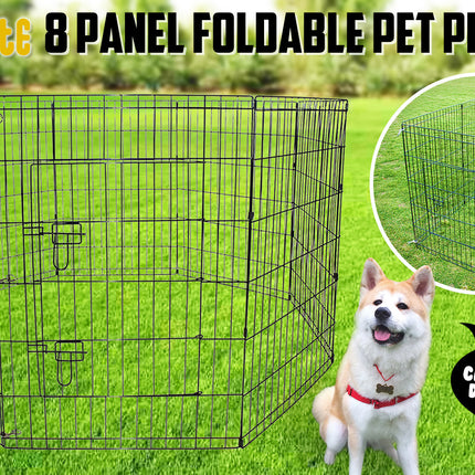 Pet Playpen Foldable Dog Cage 8 Panel 30in with Cover.