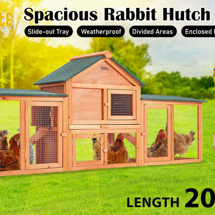 Rabbit Hutch Chicken Coop 204 x 45 x 85cm 2 Storey Cage Mansion.