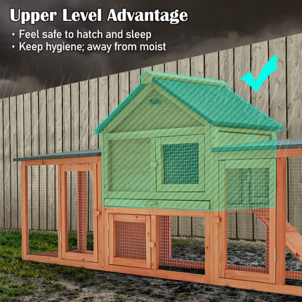 Rabbit Hutch Chicken Coop 204 x 45 x 85cm 2 Storey Cage Mansion.