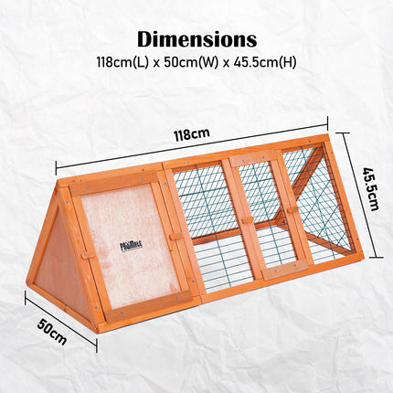 Rabbit Hutch Chicken Coop 118 x 50 x 45cm Triangle Cage Run Ester.