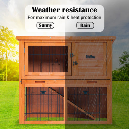 Rabbit Hutch Chicken Coop 92 x 45 x 82cm 2 Storey Cage Run Aria.