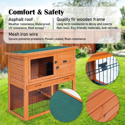 Rabbit Hutch Chicken Coop 92 x 45 x 82cm 2 Storey Cage Run Aria.