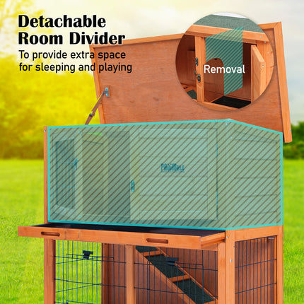 Rabbit Hutch Chicken Coop 92 x 45 x 82cm 2 Storey Cage Run Aria.