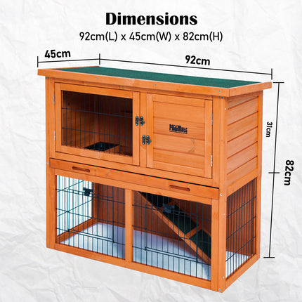 Rabbit Hutch Chicken Coop 92 x 45 x 82cm 2 Storey Cage Run Aria.