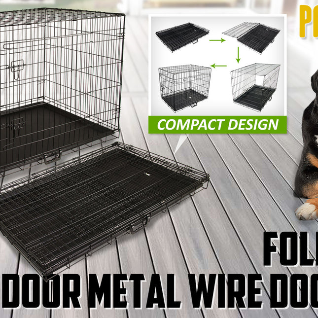 Wire Dog Cage Foldable Crate Kennel 42in with Tray.