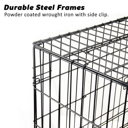 Wire Dog Cage Foldable Crate Kennel 48in with Tray + Cushion Mat Combo.