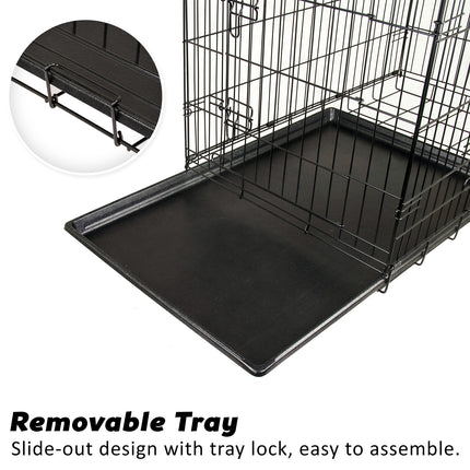 Wire Dog Cage Foldable Crate Kennel 48in with Tray + Cushion Mat Combo.