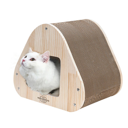 Yaomi Wood Triangle Cat Scratcher Sofa Pet Bed.