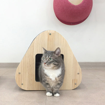 Yaomi Wood Triangle Cat Scratcher Sofa Pet Bed.