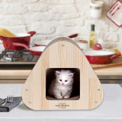 Yaomi Wood Triangle Cat Scratcher Sofa Pet Bed.
