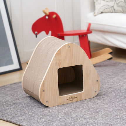 Yaomi Wood Triangle Cat Scratcher Sofa Pet Bed.