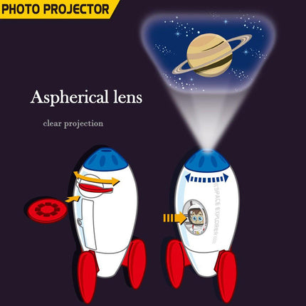 Rocket Projector Night Light Kids STEM Toy - Outer Space Planet.
