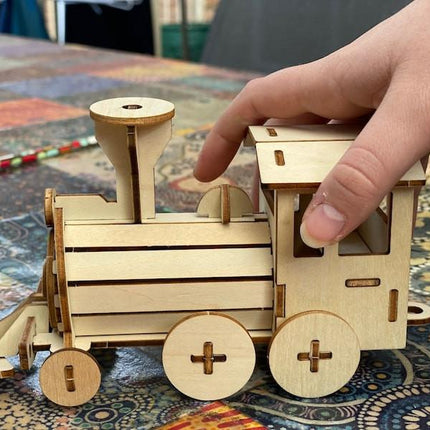Build and Paint your own locomotive train Kids wood model toy train-plywood DIY kit.