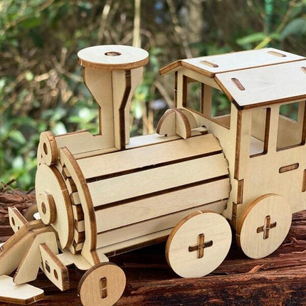 Build and Paint your own locomotive train Kids wood model toy train-plywood DIY kit.