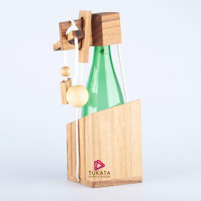 Brainteaser wine bottle mystery lock puzzle- open the lock before you can have a drink! Great party gift.