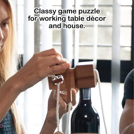 Brainteaser wine bottle mystery lock puzzle- open the lock before you can have a drink! Great party gift.