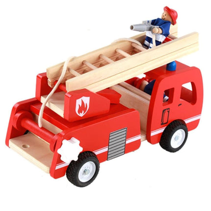 Fire truck wooden 3 years + with ladder and firemen Fire engine Red.