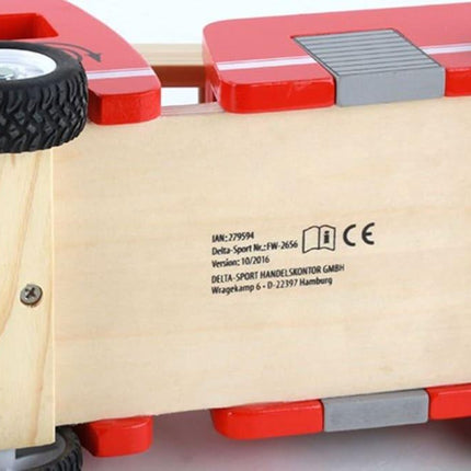 Fire truck wooden 3 years + with ladder and firemen Fire engine Red.