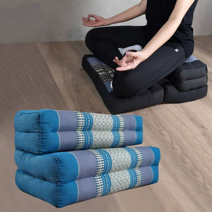 3-Fold Zafu Meditation Cushion Set Blue Medium Size.