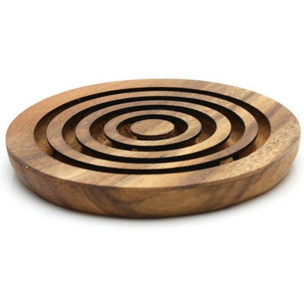 Marble run brain teaser puzzle, wood, handmade 3D puzzle-get all 3 marbles together.