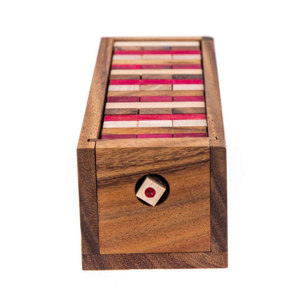 Stacking tumbling blocks wood Red colours balance game with dice play options handmade stacking Fun Board Games Kids Ages 4 to Adults.