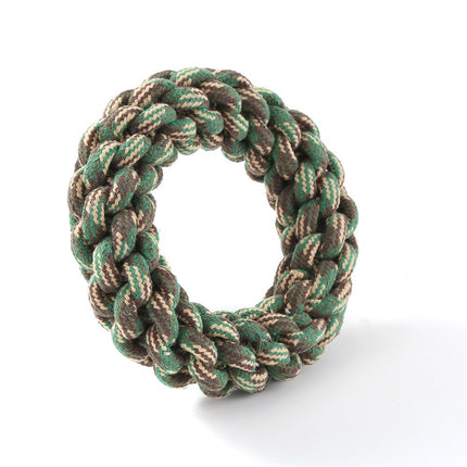 2 x Dog Toy Cotton Rope Braided Ring Pet Toy Chew Rope Play Dental.