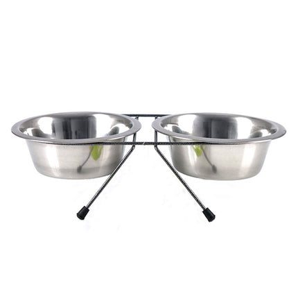 YES4PETS 2 x Sets Medium Portable Dog Cat Steel Pet Bowl Water Bowls Feeder.