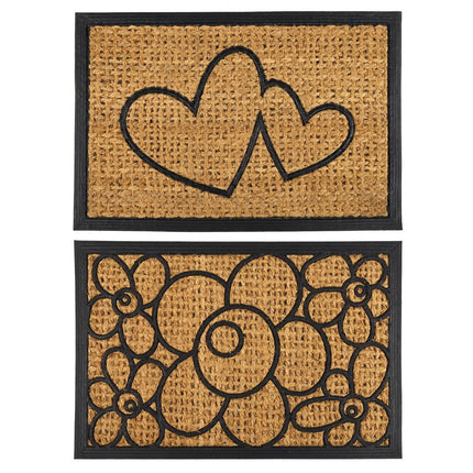 YES4HOMES 2 x Front Door Entryway Doormat Cursive Mat Coir Floor mat Outdoor.
