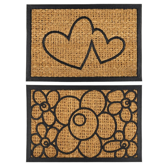 YES4HOMES 2 x Front Door Entryway Doormat Cursive Mat Coir Floor mat Outdoor.