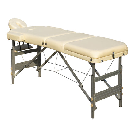 YES4HOMES 3 Fold 5 cm Thickness Foam Portable Aluminium Massage Table Massage Bed Beauty Therapy Beige.