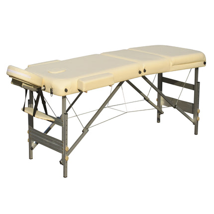 YES4HOMES 3 Fold 5 cm Thickness Foam Portable Aluminium Massage Table Massage Bed Beauty Therapy Beige.