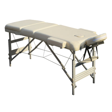 YES4HOMES 3 Fold 5 cm Thickness Foam Portable Aluminium Massage Table Massage Bed Beauty Therapy Beige.