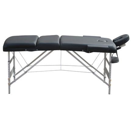 YES4HOMES 3 Fold 5 cm Thickness Foam Portable Aluminium Massage Table Massage Bed Beauty Therapy Black.