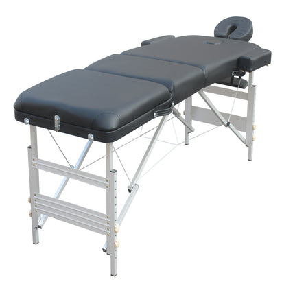 YES4HOMES 3 Fold 5 cm Thickness Foam Portable Aluminium Massage Table Massage Bed Beauty Therapy Black.