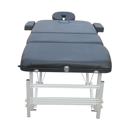 YES4HOMES 3 Fold 5 cm Thickness Foam Portable Aluminium Massage Table Massage Bed Beauty Therapy Black.