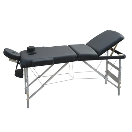 YES4HOMES 3 Fold 5 cm Thickness Foam Portable Aluminium Massage Table Massage Bed Beauty Therapy Black.