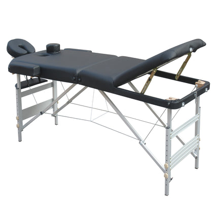 YES4HOMES 3 Fold 5 cm Thickness Foam Portable Aluminium Massage Table Massage Bed Beauty Therapy Black.