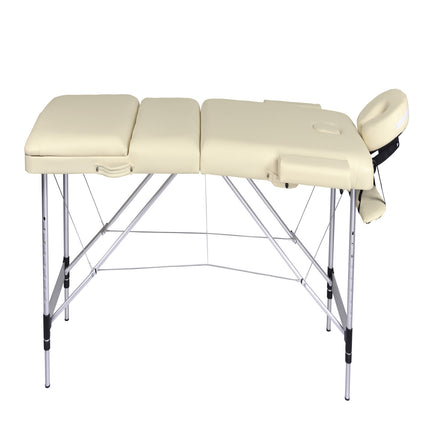 YES4HOMES 3 Fold Portable Aluminium Massage Table Massage Bed Beauty Therapy Beige.